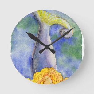 Meditating Mellow Mermaid Round Clock