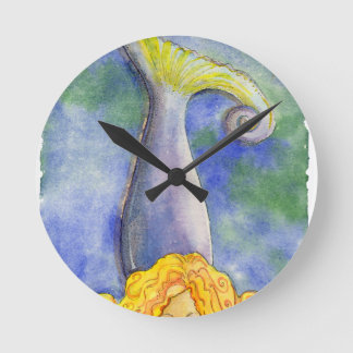 Meditating Mellow Mermaid Round Clock