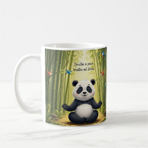 Meditating Panda in Nature with Motivational Quote Coffee Mug