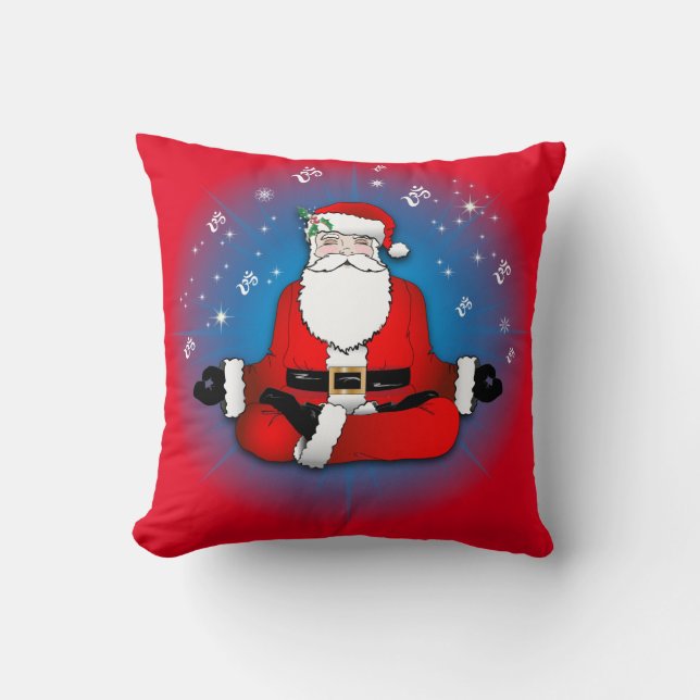 Meditating Santa  Throw Pillow (Front)