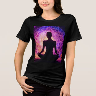 Meditating Silhouette T-Shirt - Spiritual Mandala  Tri-Blend Shirt