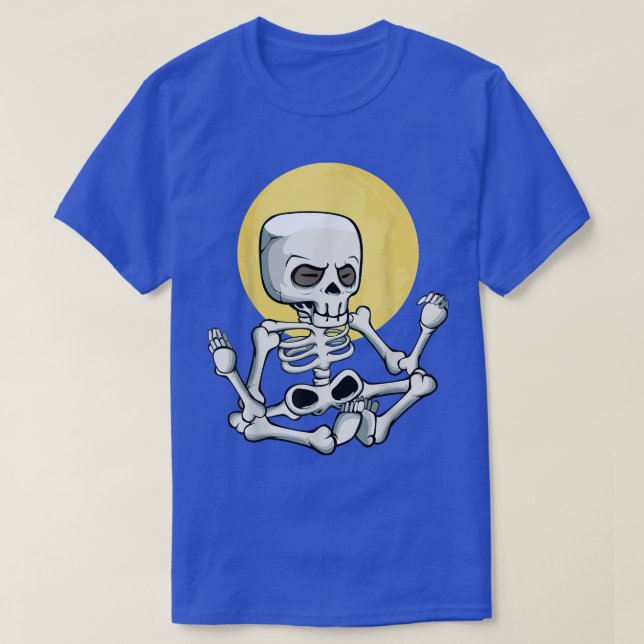Meditating Skeleton Lazy Halloween Costume Funny Y T-Shirt (Design Front)