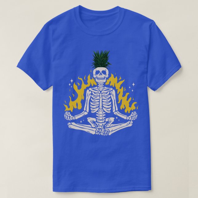 Meditating Skeleton with Pineapple Top Funny Yoga  (Design Front)