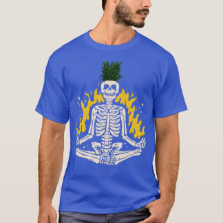 Meditating Skeleton with Pineapple Top Funny Yoga 
