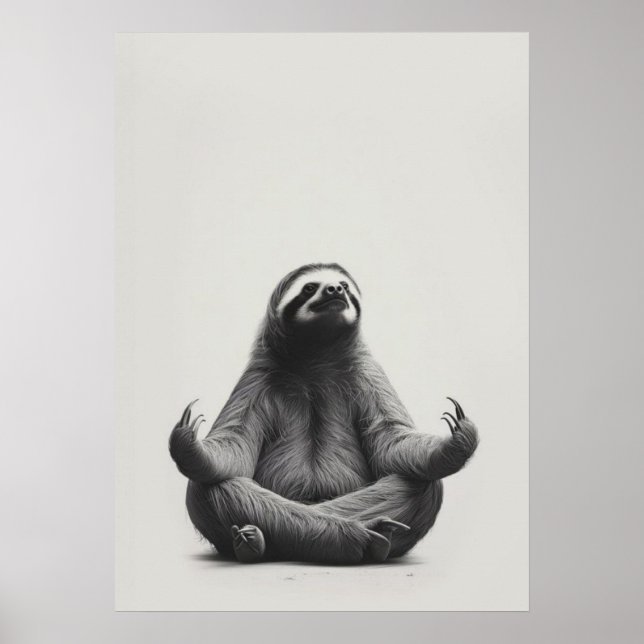 Meditating Sloth in Lotus Position Poster (Front)