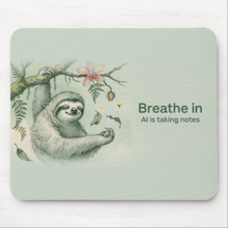 Meditating Sloth Orchid Botanical Style Mouse Pad