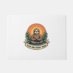 Meditating Sloth Vintage Relaxed Humor Design 2 Doormat