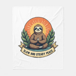 Meditating Sloth Vintage Relaxed Humor Design 2 Fleece Blanket