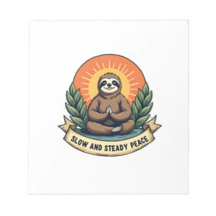 Meditating Sloth Vintage Relaxed Humor Design 2 Notepad