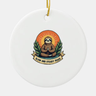 Meditating Sloth Vintage Relaxed Humour Design 2 Ceramic Ornament