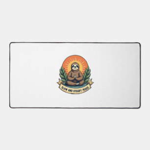 Meditating Sloth Vintage Relaxed Humour Design 2 Desk Mat
