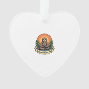 Meditating Sloth Vintage Relaxed Humour Design 2 Ornament
