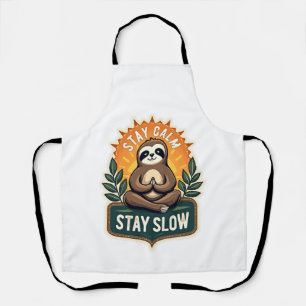 Meditating Sloth Vintage Relaxed Mind T-Shirt 2 Apron