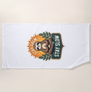 Meditating Sloth Vintage Relaxed Mind T-Shirt 2 Beach Towel