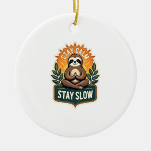 Meditating Sloth Vintage Relaxed Mind T-Shirt 2 Ceramic Ornament
