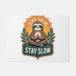 Meditating Sloth Vintage Relaxed Mind T-Shirt 2 Doormat