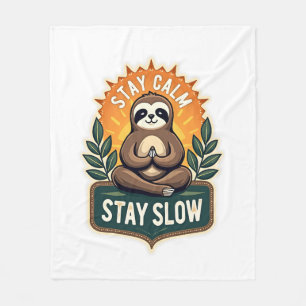 Meditating Sloth Vintage Relaxed Mind T-Shirt 2 Fleece Blanket