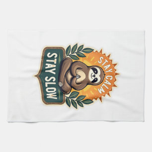 Meditating Sloth Vintage Relaxed Mind T-Shirt 2 Kitchen Towel