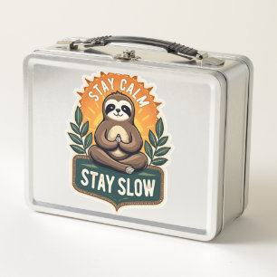 Meditating Sloth Vintage Relaxed Mind T-Shirt 2 Metal Lunch Box
