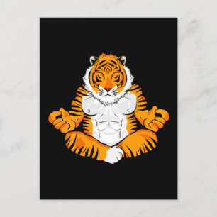 Meditating Tiger Gift Women Yoga Men Meditation Postcard