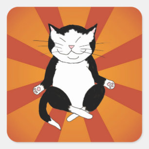 Meditating Tuxedo Kitty Stickers