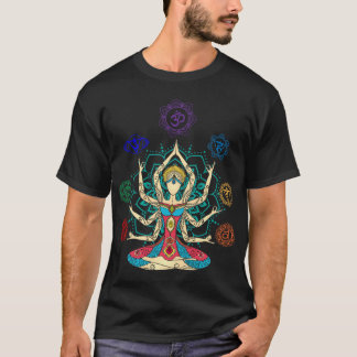 Meditating with the Seven Chakras On Lotus Flower  T-Shirt