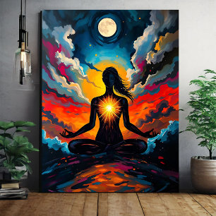 Meditating Woman Abstract  Canvas Print