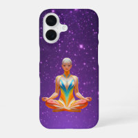 Meditating woman & starry purple sky