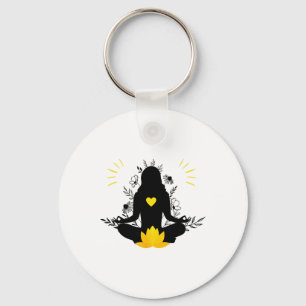 Meditating Woman Yoga Spirituality Mindfulness Pea Keychain