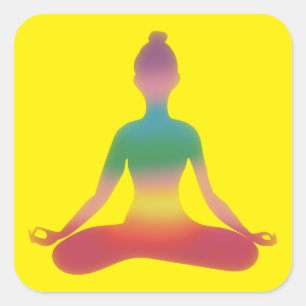Meditating Yoga Art  Square Sticker