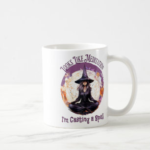 Meditating Yoga Witch Casting A Spell, Halloween Coffee Mug