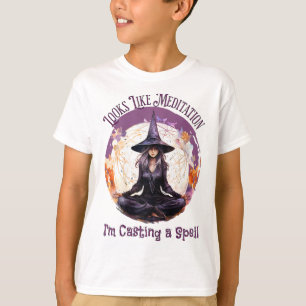 Meditating Yoga Witch Casting A Spell, Halloween T-Shirt