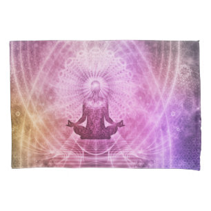 Meditation Abstract Art Pink Violet Purple Gold Fl Pillowcase