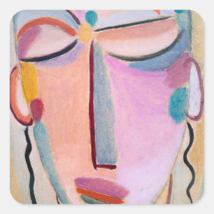 Meditation Alexej von Jawlensky Figurative Art Square Sticker