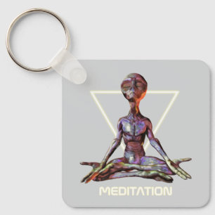 Meditation. Alien in tranquil pose Keychain