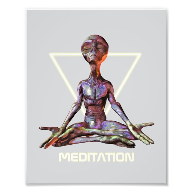 Meditation. Alien in tranquil pose Photo Print (Front)