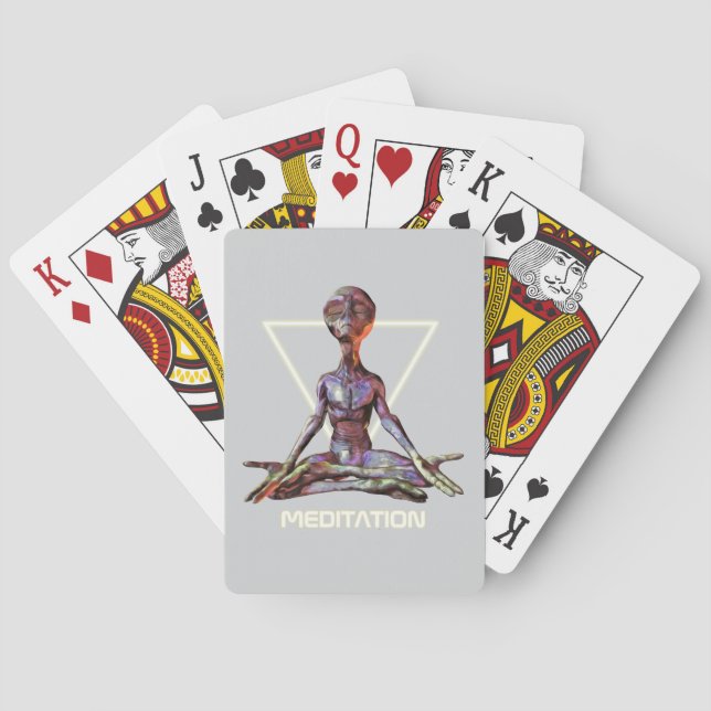 Meditation. Alien in tranquil pose Playing Cards (Back)