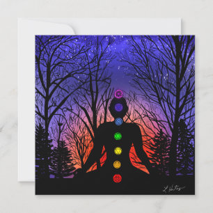 Meditation and the Trees on a starry night Sunset