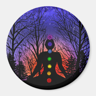 Meditation and the Trees on a starry night Sunset Magnet