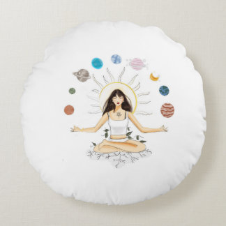 Meditation art round pillow