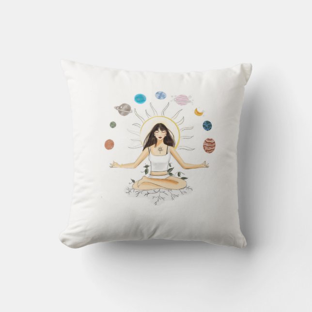 Meditation art throw pillow (Front)
