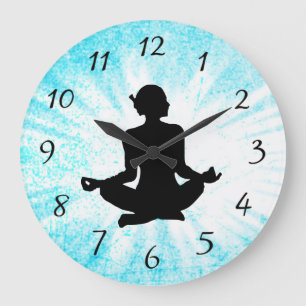 Méditation Bleue Femmes Soleil Zen Bust Horloge