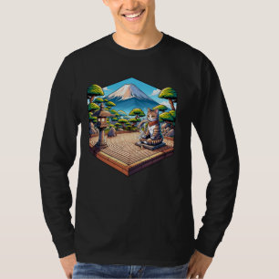 Meditation Bonsai Kitten Lover Japanese Art Cute C T-Shirt