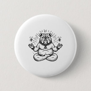 Meditation Bulldog Yoga Pose Relaxing Animal 2 Inch Round Button