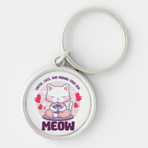 Meditation cat  - Kawaii cat  Keychain