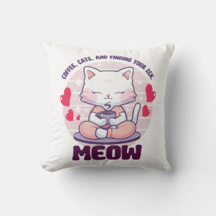 Meditation cat - Kawaii cat Throw Pillow