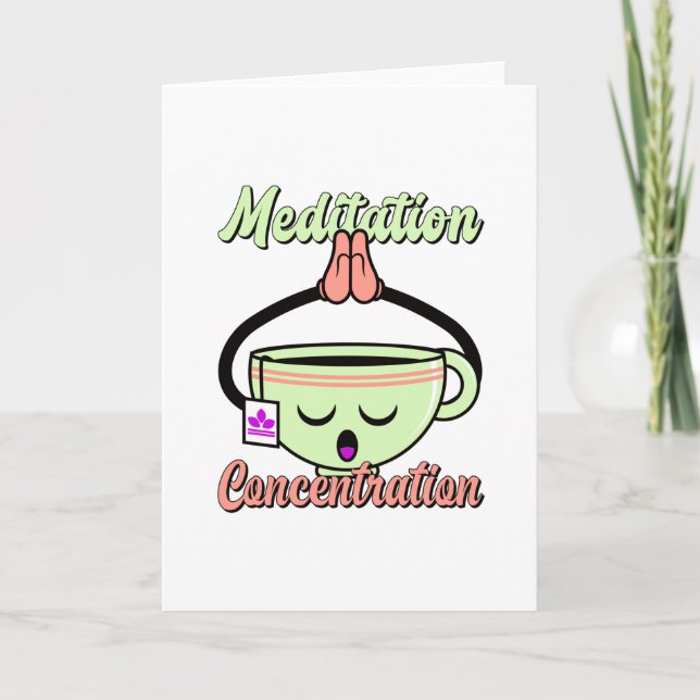 Meditation Concentration Cute Coffee Mug Kawaii Card (Front)