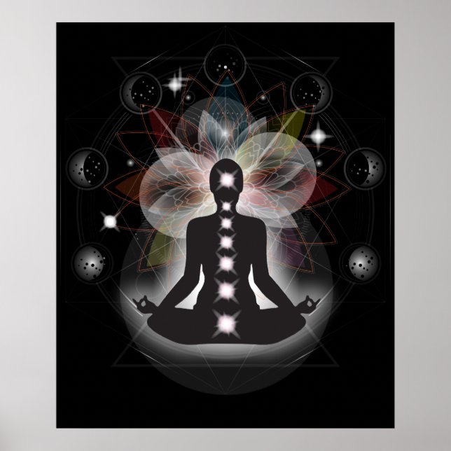 Méditation cosmique Phase de la lune Poster Mandal (Devant)