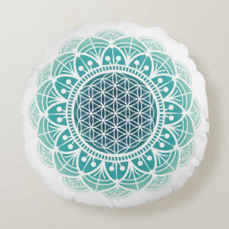 Méditation coussin fleur de vie Mandala turquoise