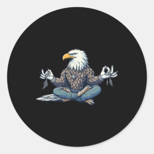 Meditation Eagle Yoga Pose Relaxing Animal Classic Round Sticker